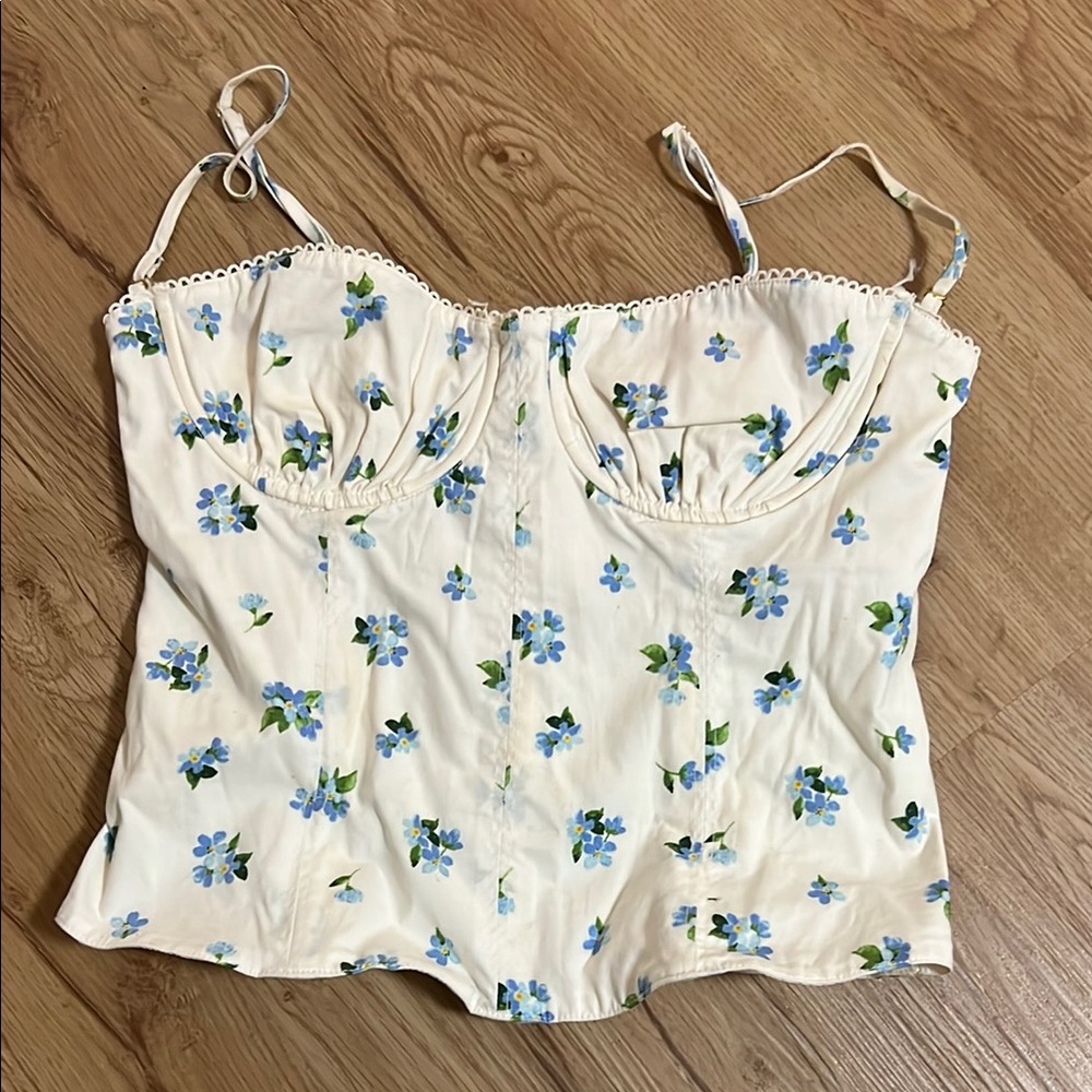 WeWoreWhat White and Blue Sweetheart Camisole